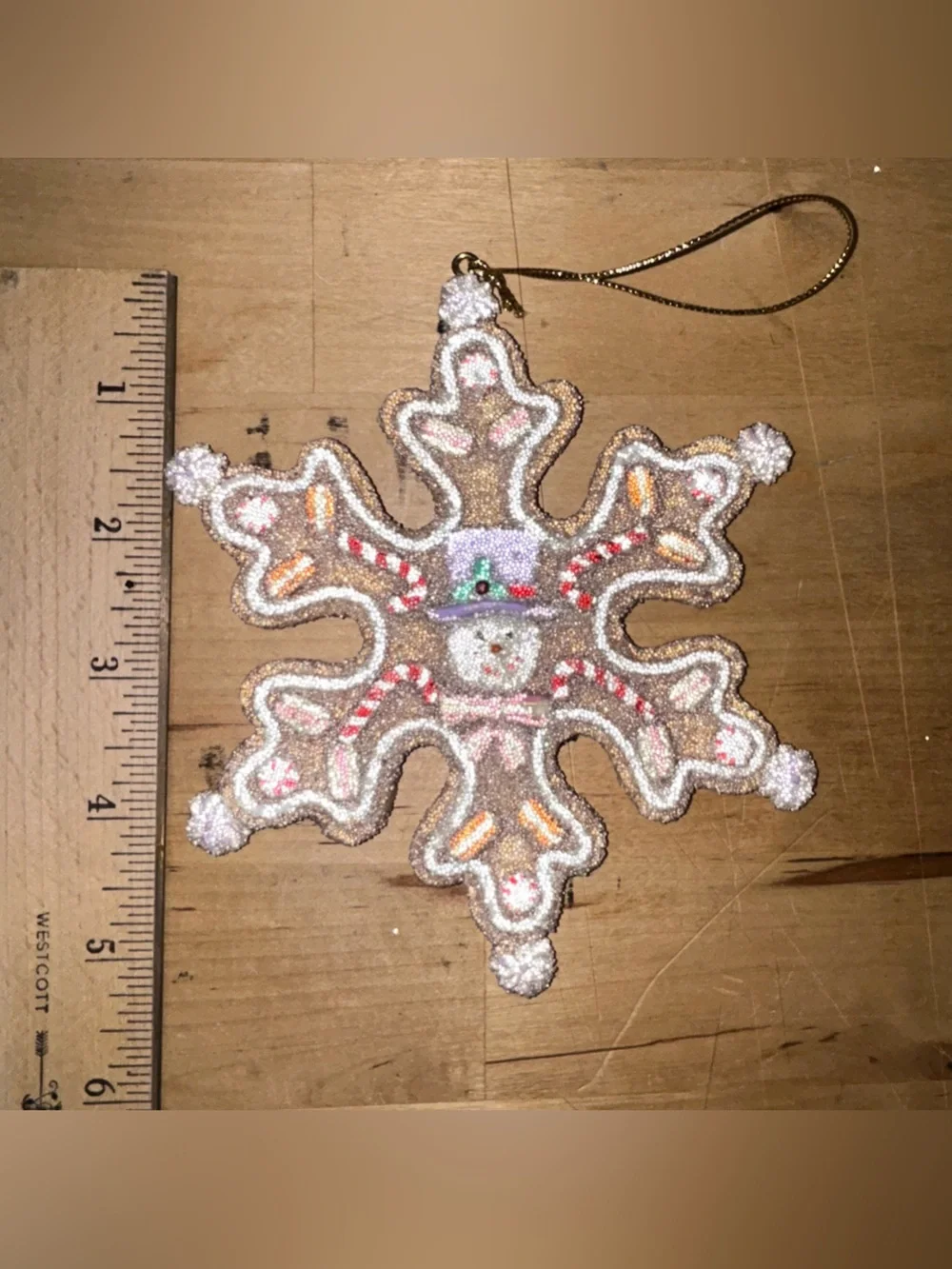 ENESCO Snowflake Christmas Ornament Glitter 5” Wood